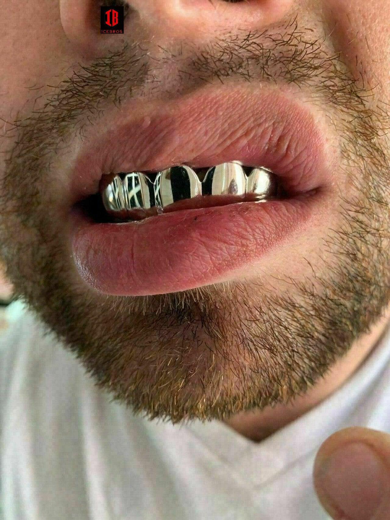 10K 14K OVER  Fine 925 Sterling Silver Custom GRILLZ Teeth Top Bottom Hip Hop Mouth