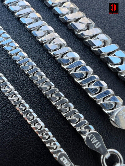 Real Dollar Cuban Link Bracelet Solid 925 Sterling Silver ITALY (2.5-6mm)