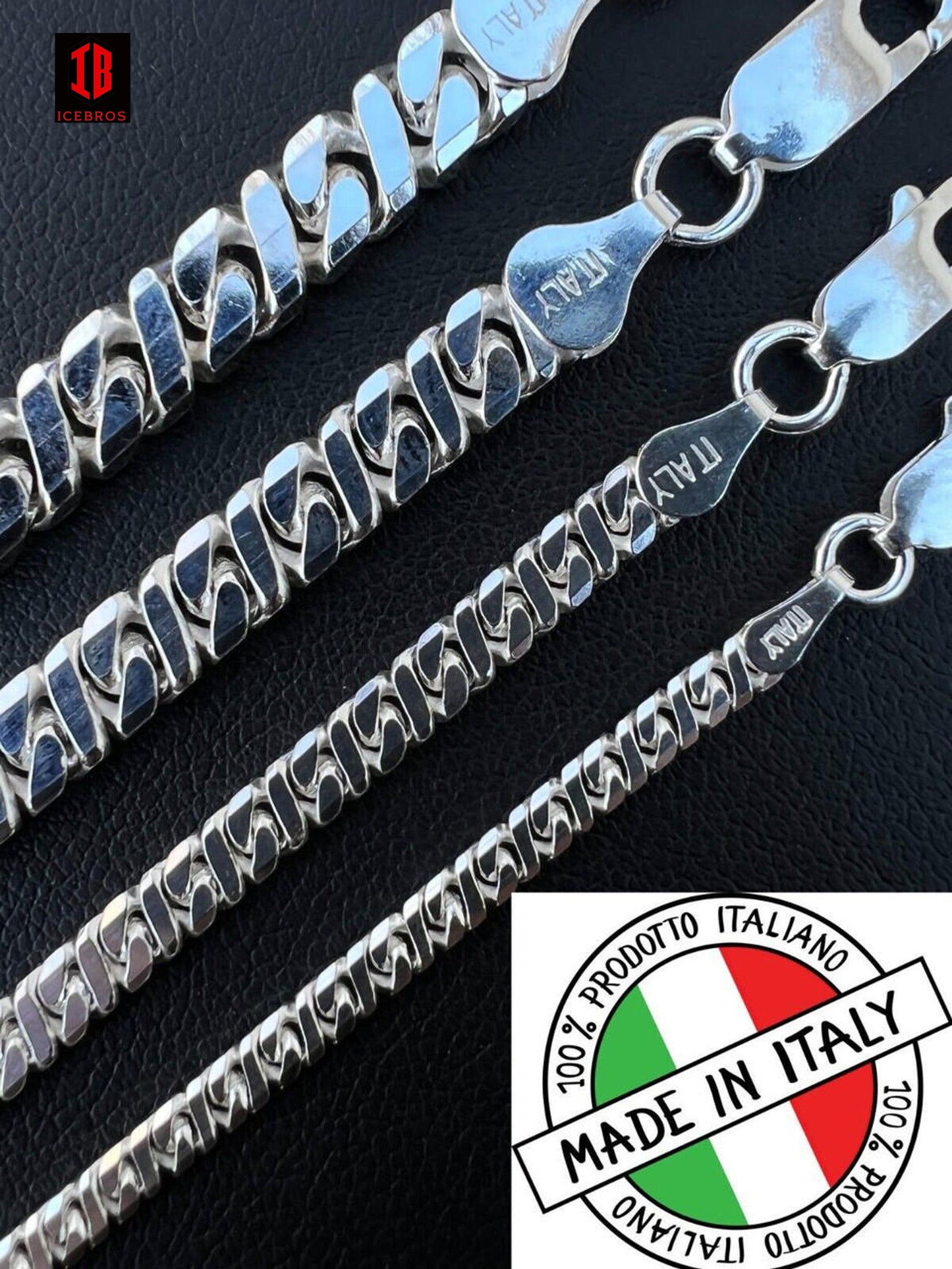 Real Dollar Cuban Link Bracelet Solid 925 Sterling Silver ITALY (2.5-6mm)