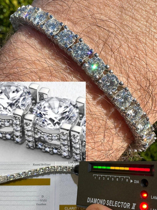 5mm 14k White Gold Moissanite Diamond Tennis Bracelet 925 Sterling Silver Iced out Bracelet