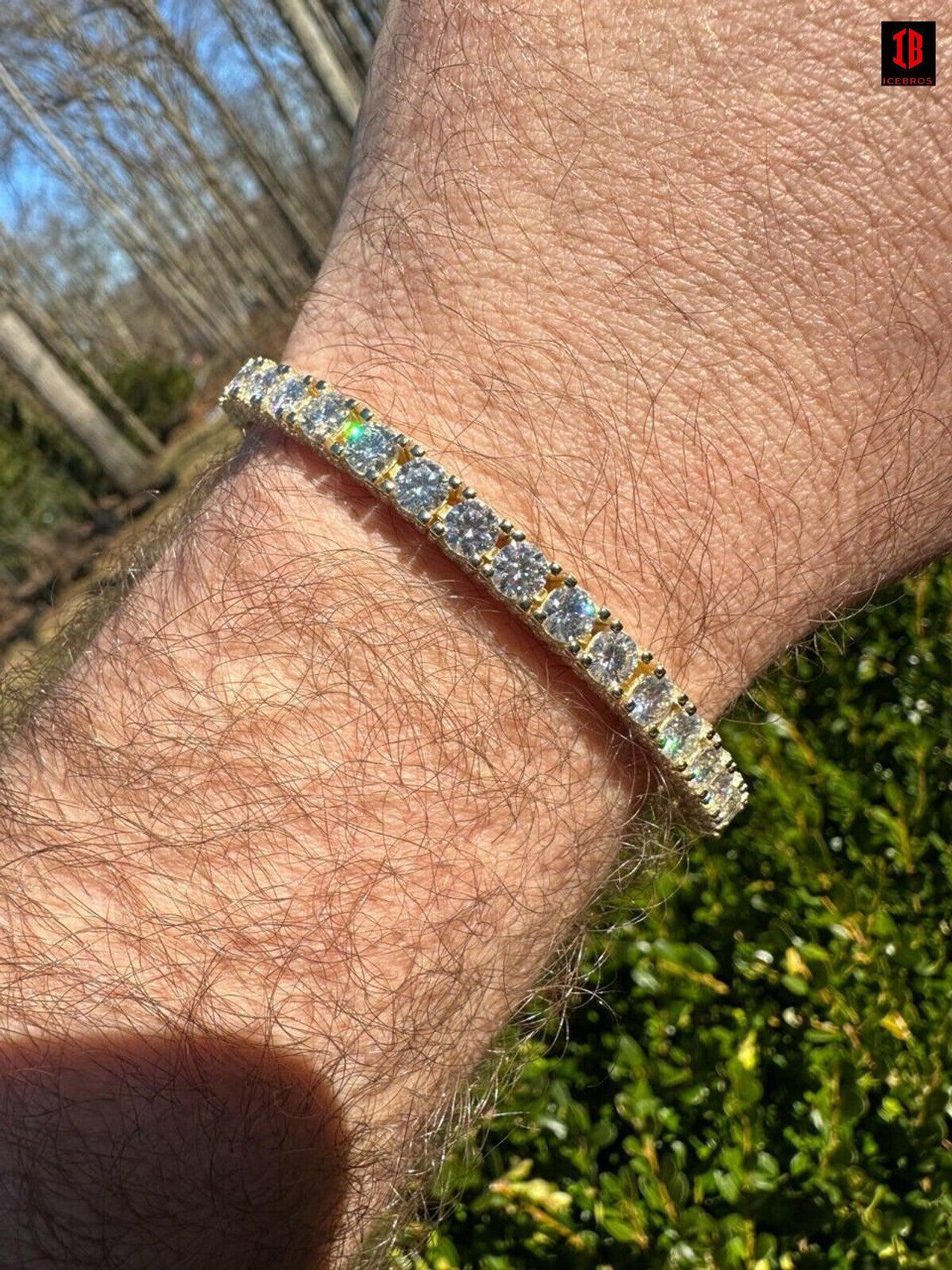 5mm 14k White Gold Moissanite Diamond Tennis Bracelet 925 Sterling Silver Iced out Bracelet