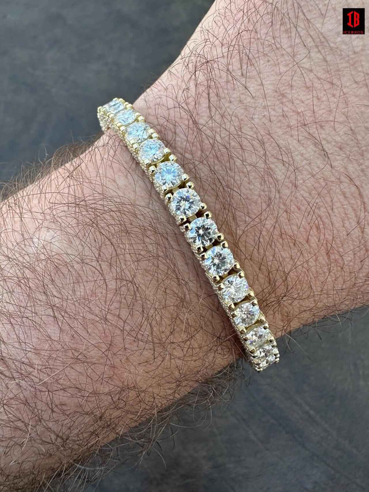 5mm 14k Gold Moissanite Diamond Tennis Bracelet 925 Sterling Silver Iced out Bracelet