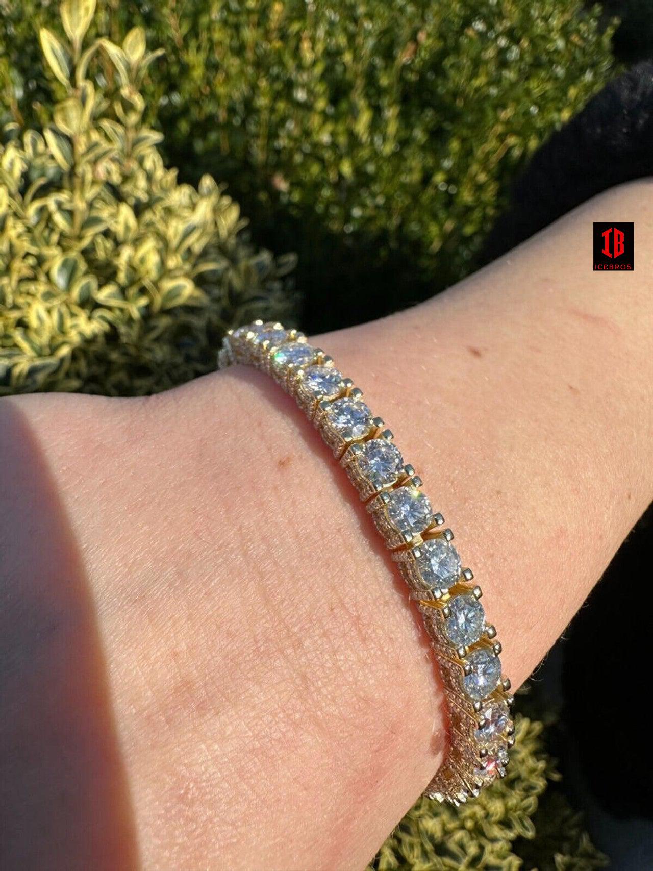 5mm 14k Gold Moissanite Diamond Tennis Bracelet 925 Sterling Silver Iced out Bracelet