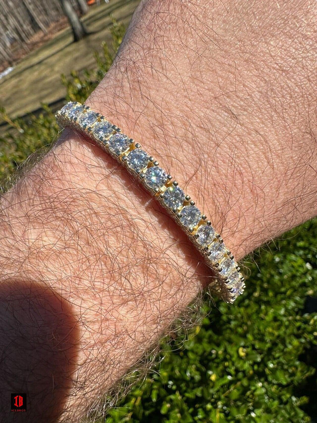 5mm 14k White Gold Moissanite Diamond Tennis Bracelet 925 Sterling Silver Iced out Bracelet