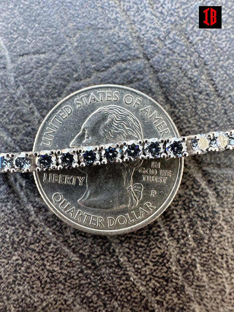 Iced Gray MOISSANITE Tennis Bracelet 925 Silver Pass Diamond Test (3mm-5mm)