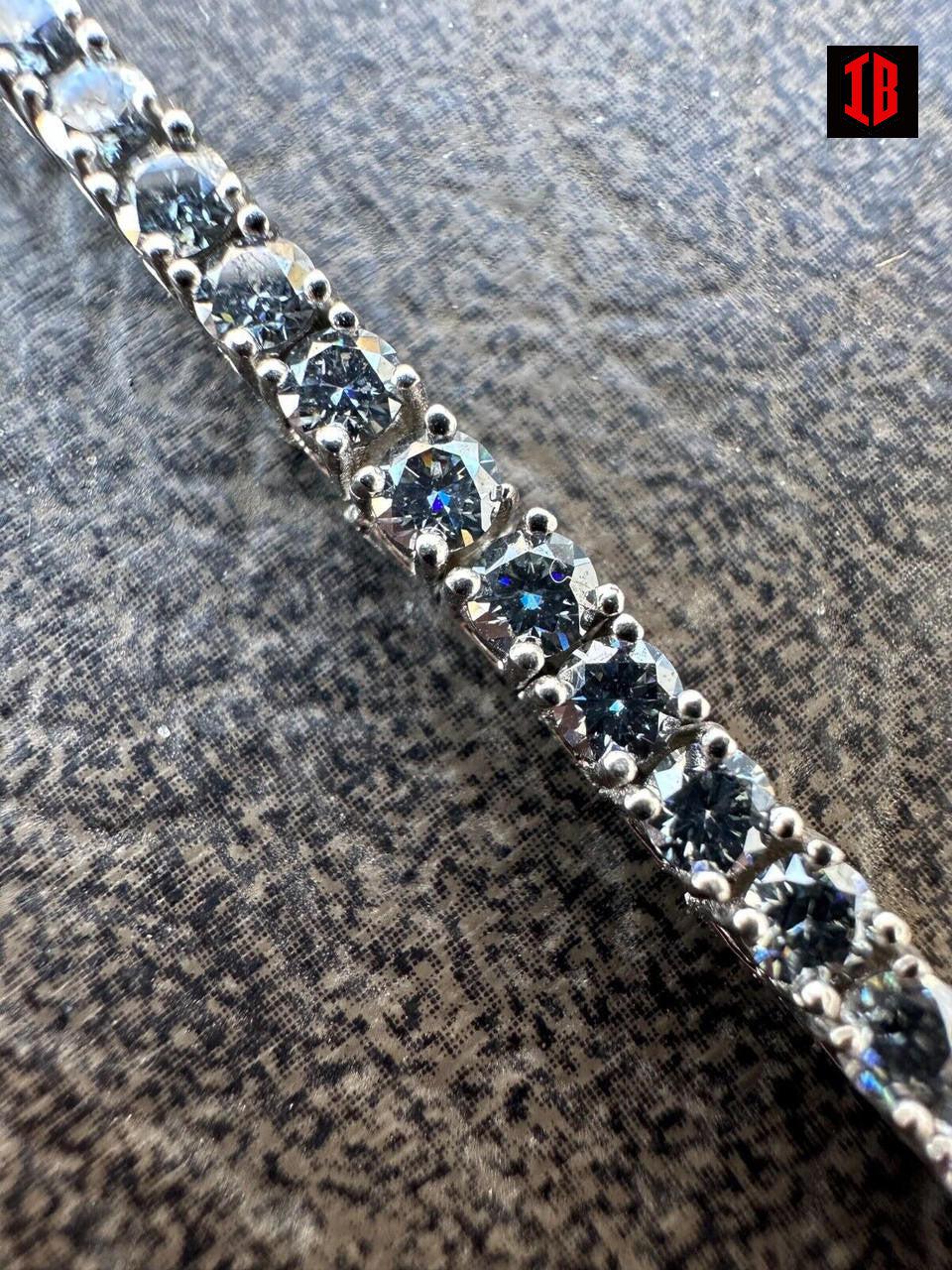 Iced Gray MOISSANITE Tennis Bracelet 925 Silver Pass Diamond Test (3mm-5mm)