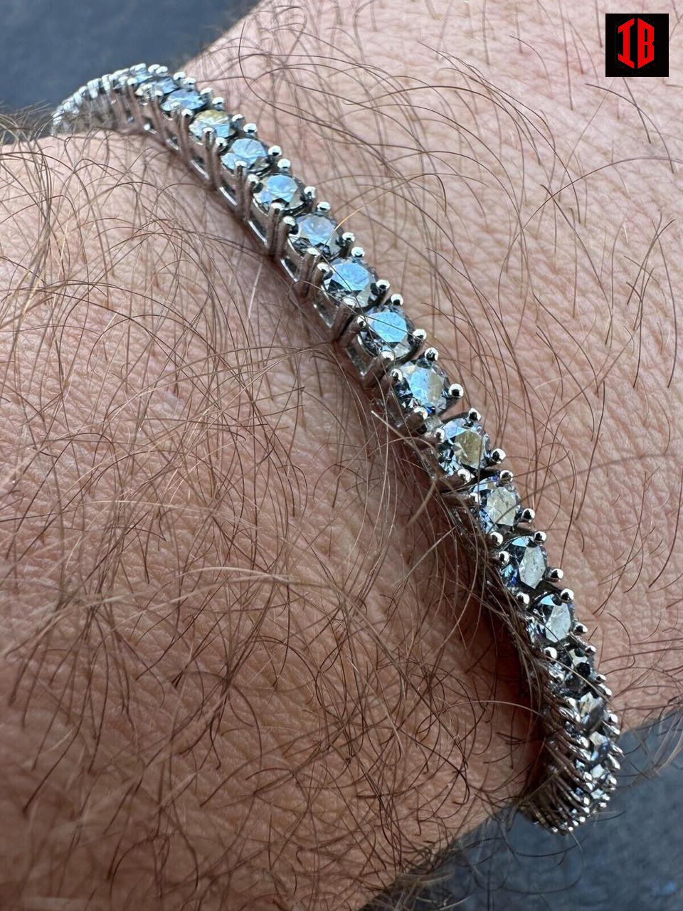 Iced Gray MOISSANITE Tennis Bracelet 925 Silver Pass Diamond Test (3mm-5mm)