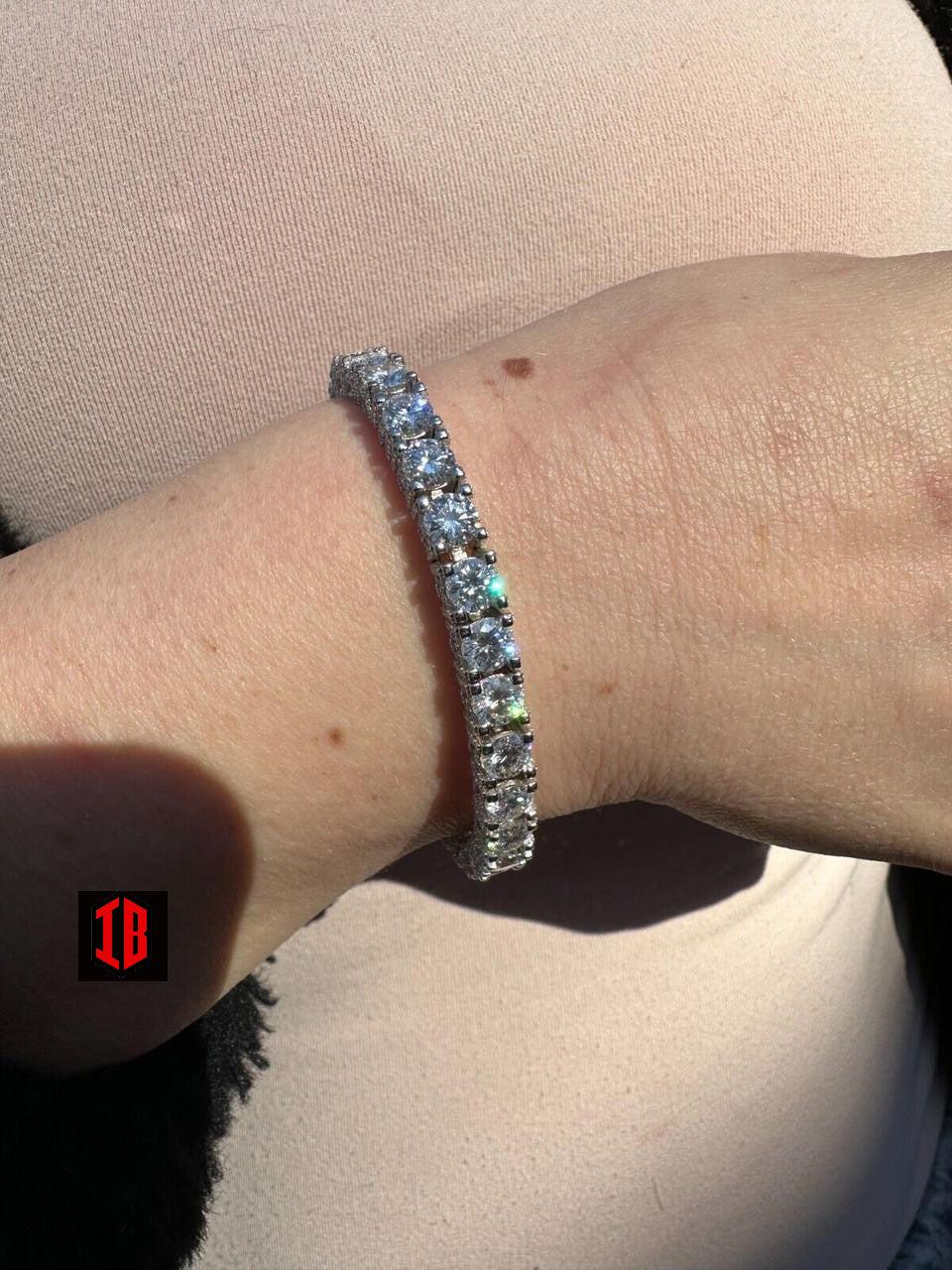 Iced Gray MOISSANITE Tennis Bracelet 925 Silver Pass Diamond Test (3mm-5mm)