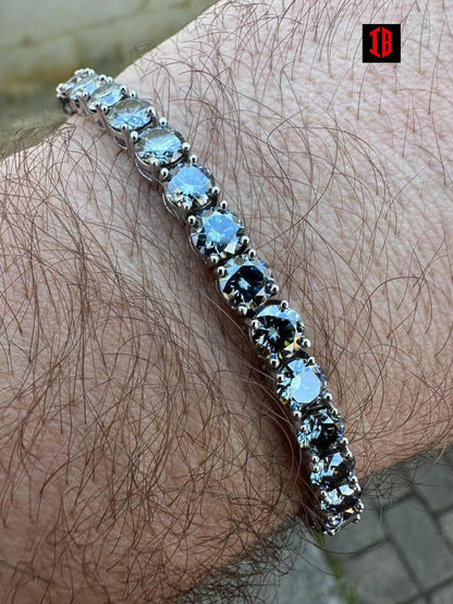 Iced Gray MOISSANITE Tennis Bracelet 925 Silver Pass Diamond Test (3mm-5mm)