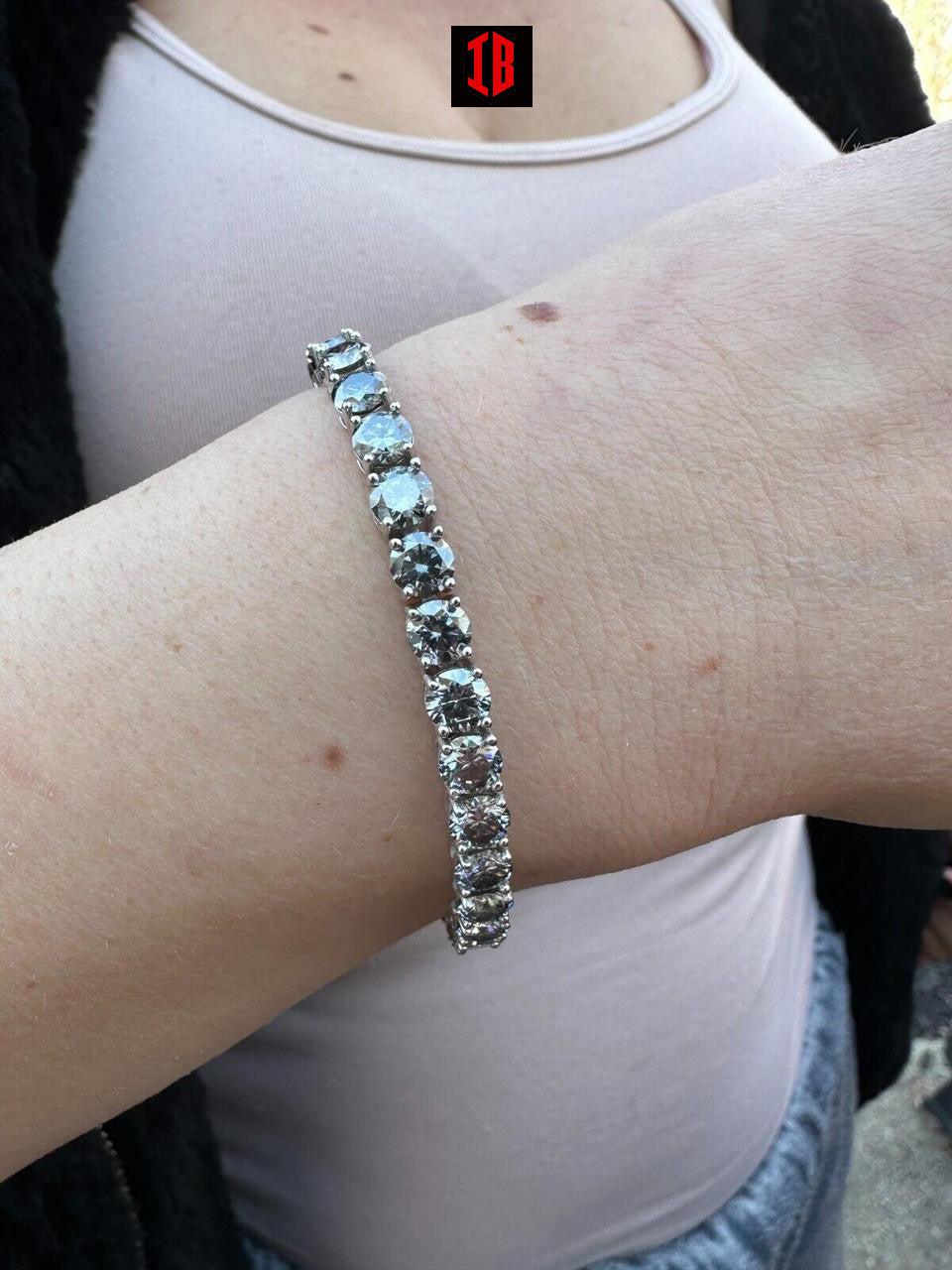 Iced Gray MOISSANITE Tennis Bracelet 925 Silver Pass Diamond Test (3mm-5mm)