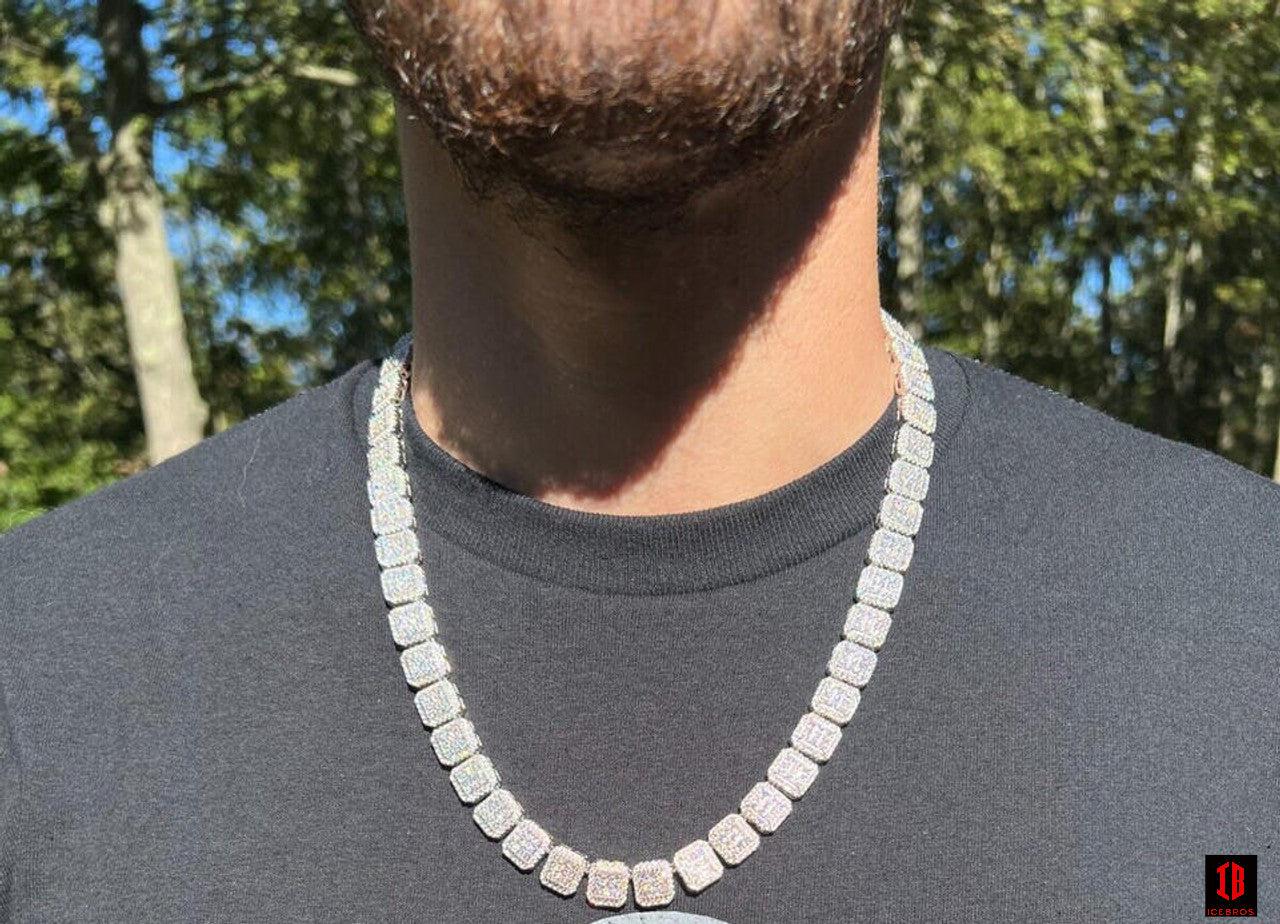 Men's tennis chain necklace of white gold 