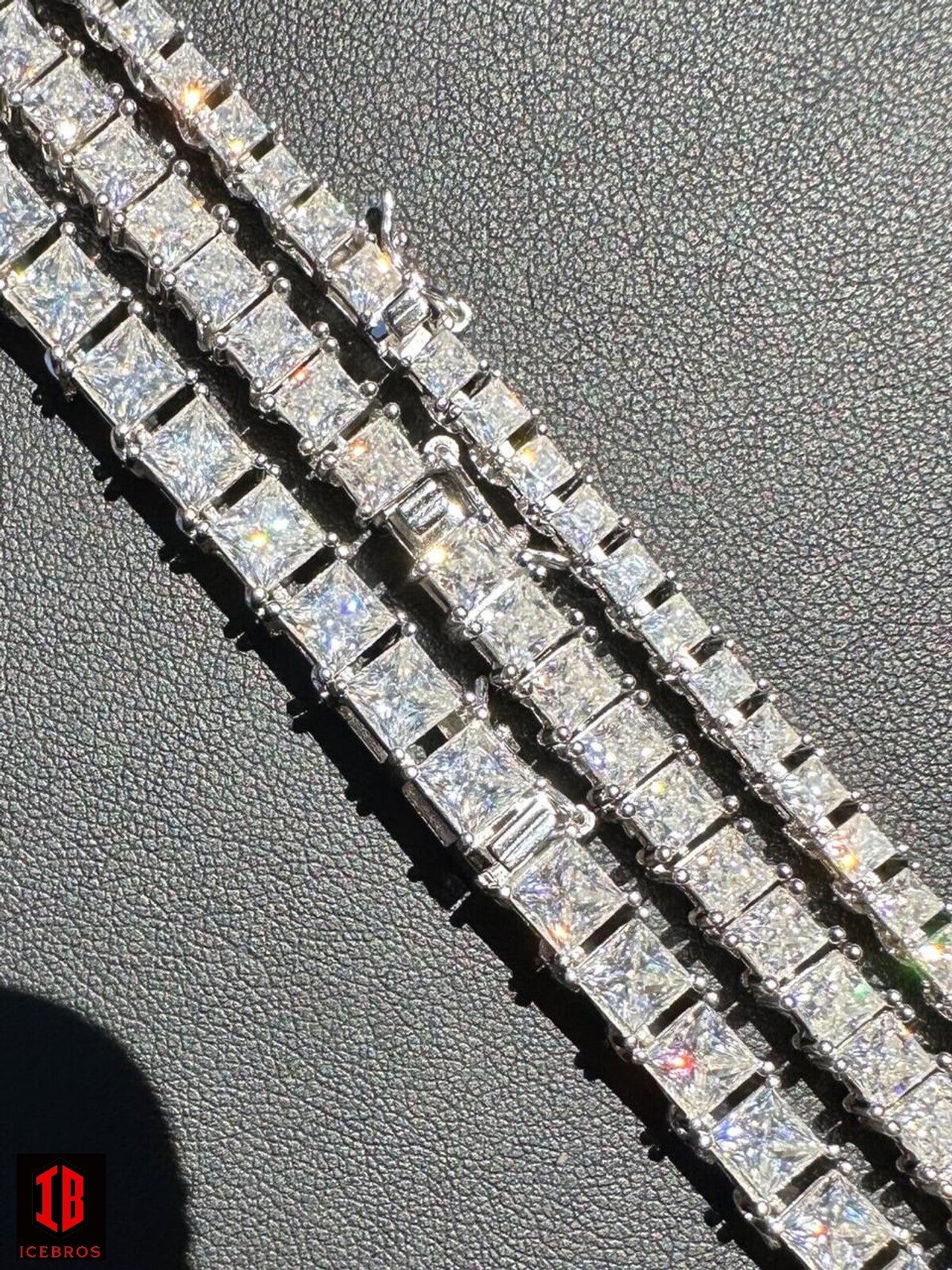 white gold princess cut tennis chain 