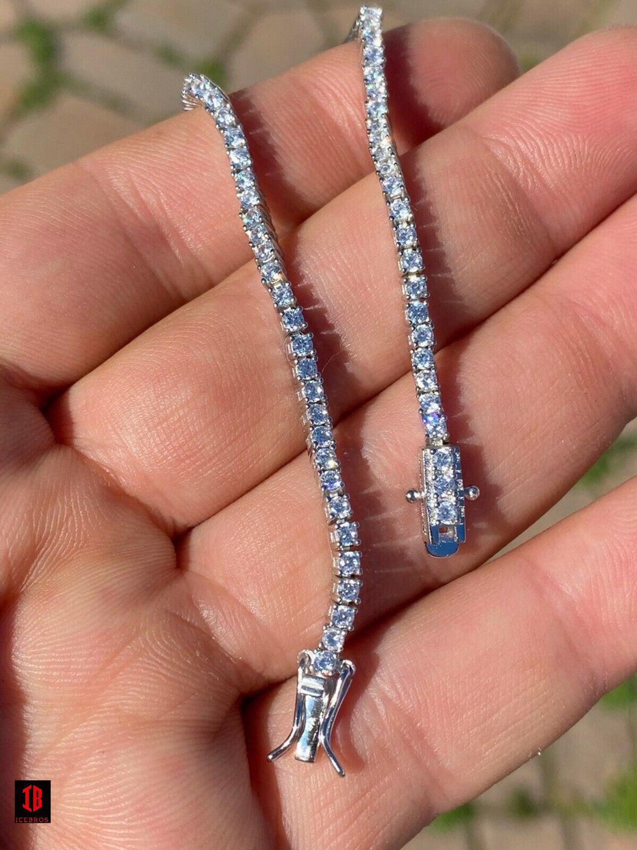 2mm White Gold  Sterling Silver Bracelet 