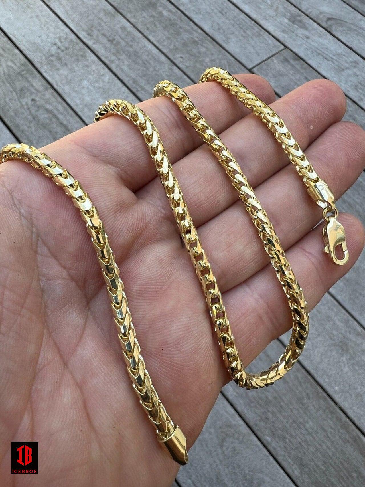 14k Genuine Solid Yellow Gold Franco Chain Or Bracelet 2mm - 5mm Necklace 8''-30"
