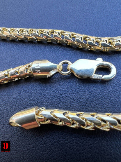 14k Genuine Solid Yellow Gold Franco Chain Or Bracelet 2mm - 5mm Necklace 8''-30"