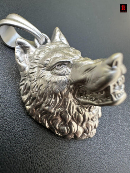 Real Solid 925 Sterling Silver / 14k Gold Wolf Head High Detailed Pendant Matte