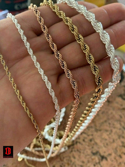 Rope Chain - ROSE Gold Over Solid Stainless Steel - 2-6mm 18-30inch