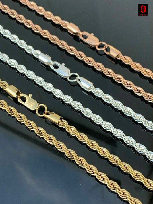 Rope Chain - Yellow Gold Over Solid Stainless Steel - 2-6mm 18-30inch