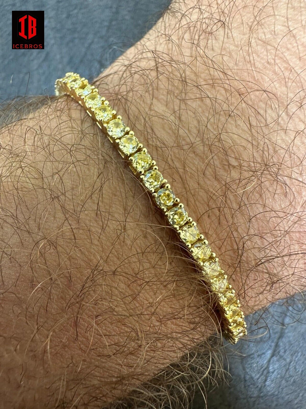 3mm Canary Yellow CZ Tennis Bracelet Vermeil 925 Sterling Silver 14k Gp