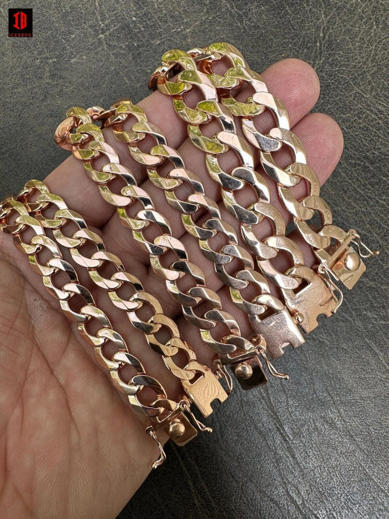 Flat ITALY Curb Cuban Link Chain Bracelet Rose Gold Over 925 Sterling Silver Sleek Boxed Clasp