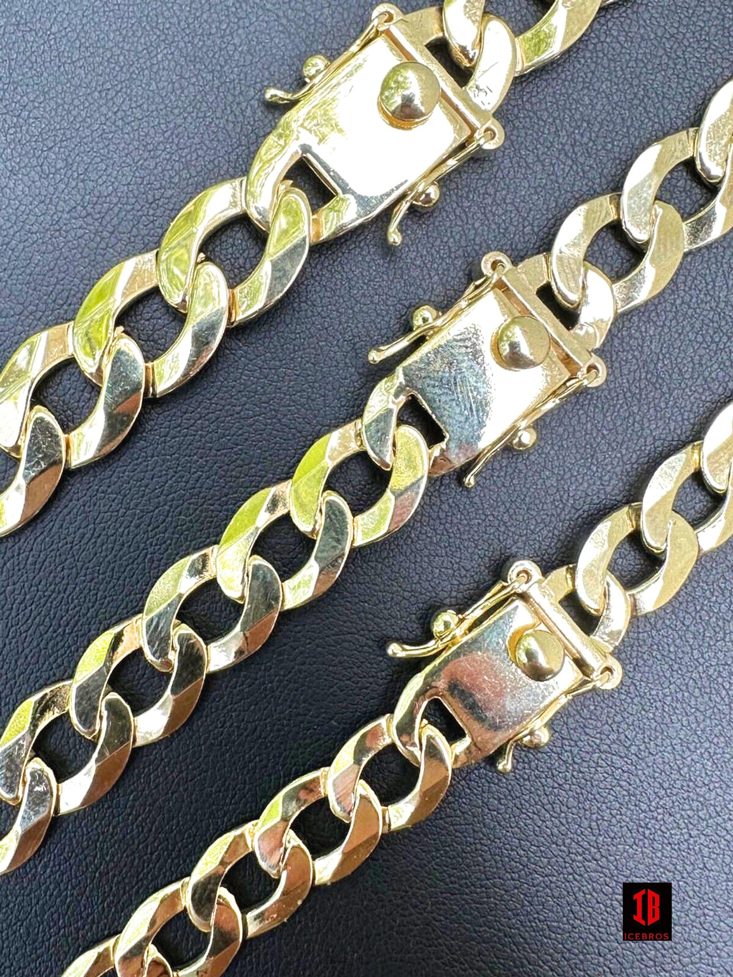 Flat ITALY Curb Cuban Link Chain Bracelet 14K Gold Over 925 Sterling Silver Sleek Boxed Clasp