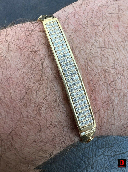 Men Presidential ID Bracelet 14k Gold Vermeil 925 Silver Iced Diamond Hip Hop