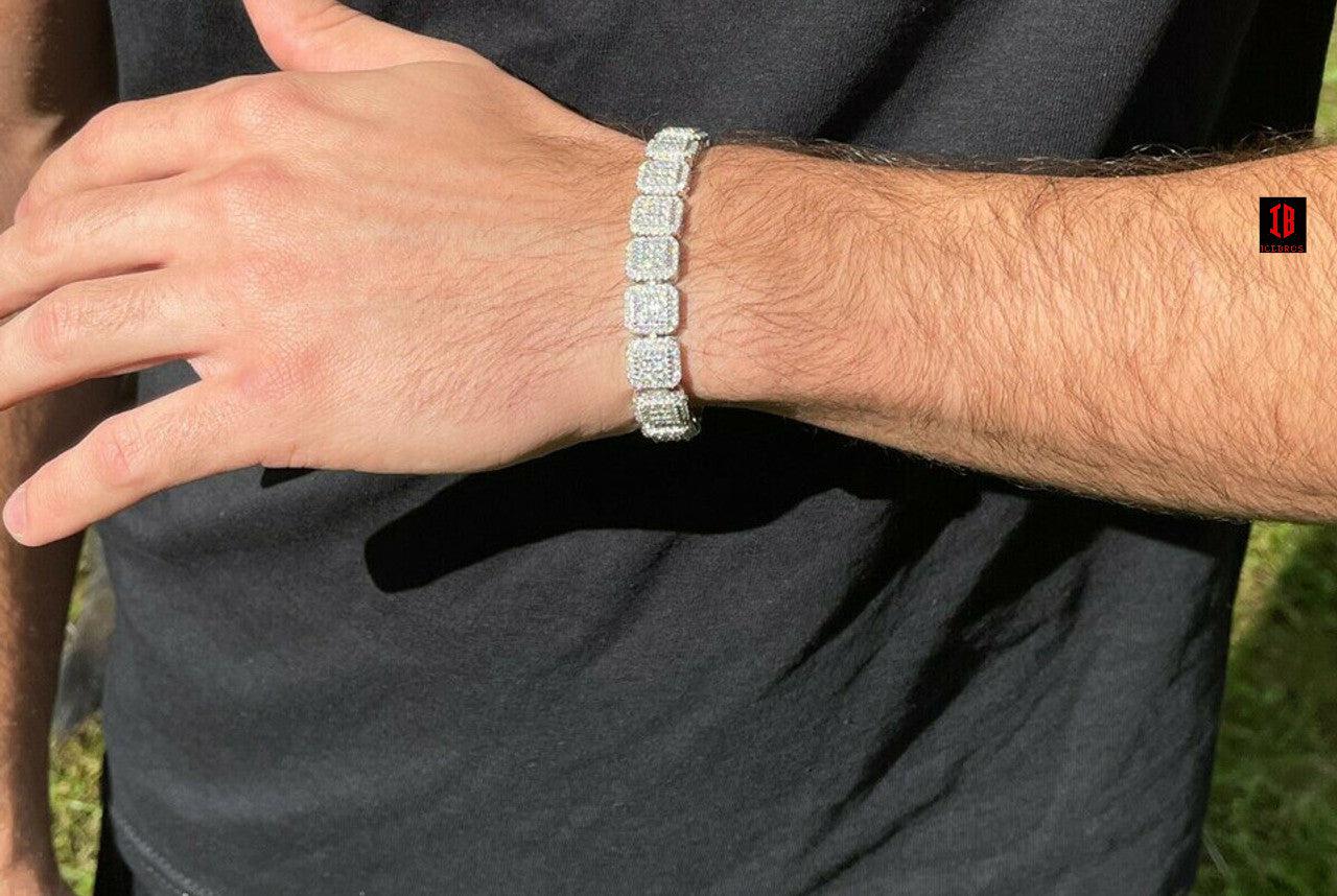 White Gold Square Tennis Bracelet for Men's