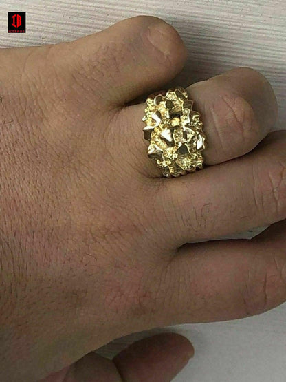 UNISEX Men's Solid 10k Yellow Gold Heavy Nugget Ring 11-13 Grams