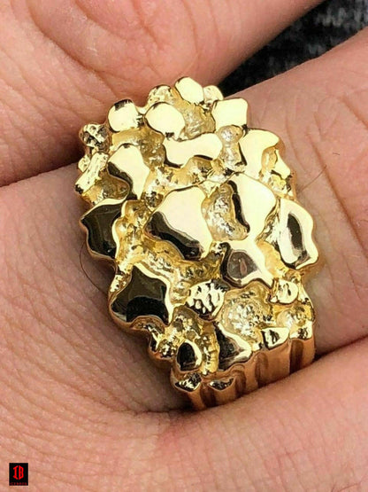 UNISEX Men's Solid 10k Yellow Gold Heavy Nugget Ring 11-13 Grams