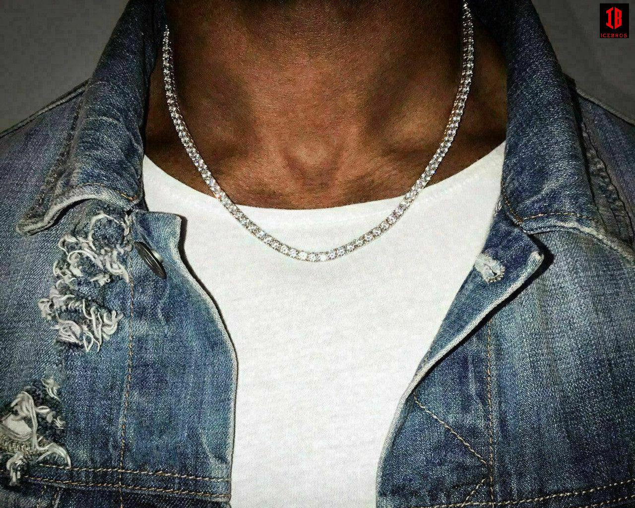 mens diamond tennis necklace