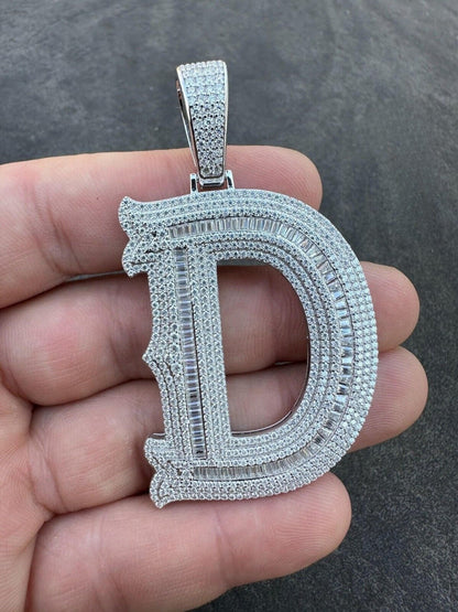 Custom Initial Letter Moissanite Diamond Pendant Necklace 2" Large
