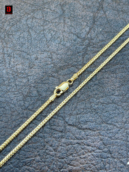 14k Solid Gold Franco Link Chain 1.5mm Necklace For Pendant Mens Ladies 16-24inch