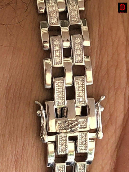 14k Gold Over Solid 925 Silver Diamonds Icy Hip Hop Men’s Presidential Bracelet