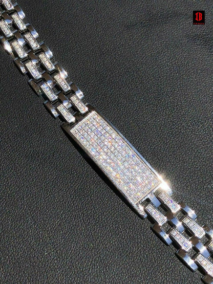 14k Gold Over Solid 925 Silver Diamonds Icy Hip Hop Men’s Presidential Bracelet