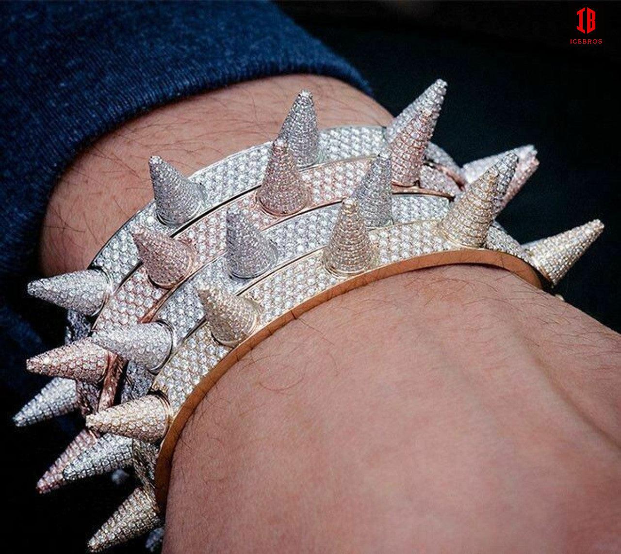 Hedi Slimane Yves Saint Laurent sterling silver crystal spike bracelet -  Ruby Lane