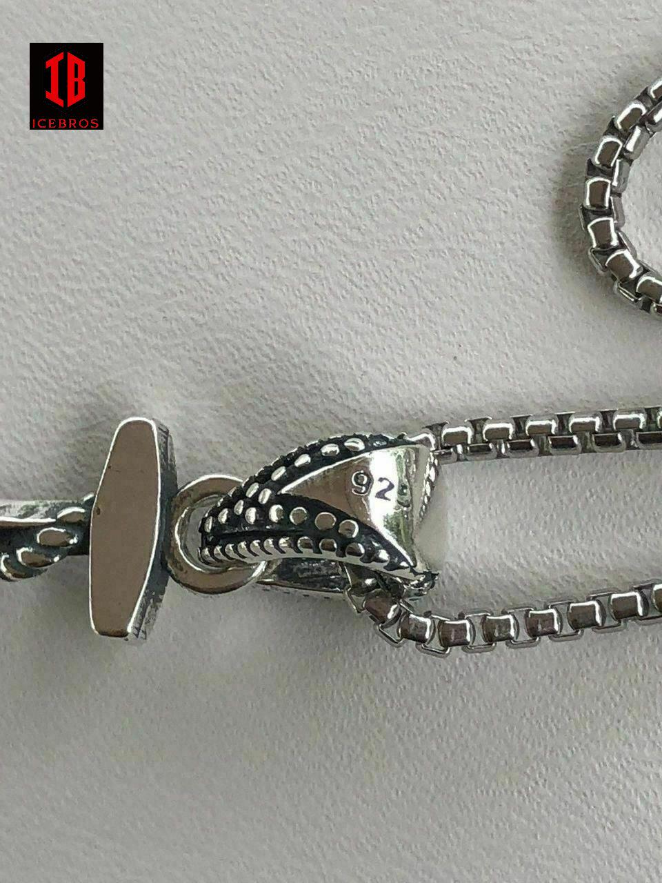 925 Sterling Silver Nautical NAVY Anchor Men;s Pendant W. 22” Necklace