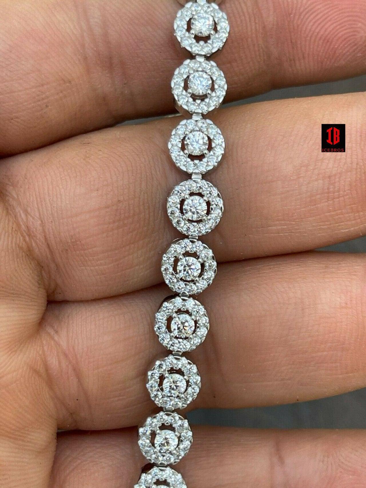 ROSE GOLD Solid 925 Sterling Silver Tennis Bracelet Real Iced Flooded Out Diamond 7-8.5"