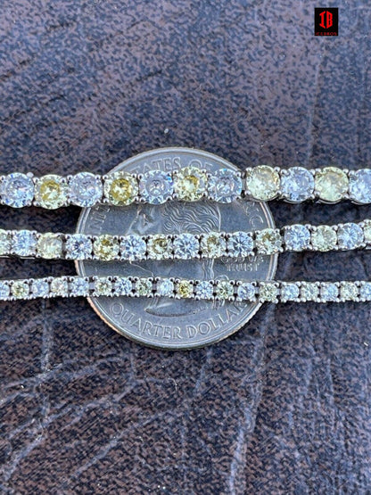 Tennis Bracelet SOLID 925 Sterling Silver Single Row Diamond & Yellow Sapphire